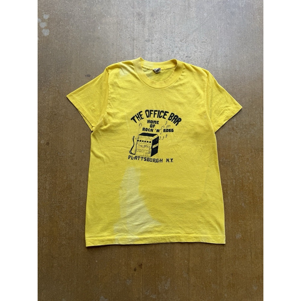 VTG 80s The Office Bar Home of Rock N Roll Plattsburgh New York Faded T-Shirt (M